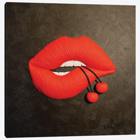 Love Cherry Lips Canvas Print #LGA284} by Alla GrAnde Canvas Art