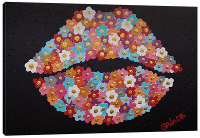 Flower Power Lips Canvas Art Print - Alla GrAnde
