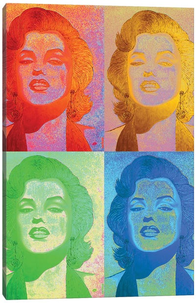 Gold Homage Marilyn 4 Parts Canvas Art Print - Pop Collage
