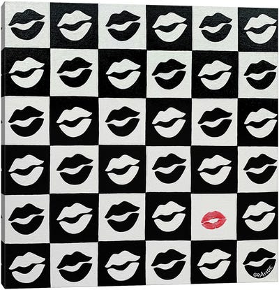 Chess Kiss Canvas Art Print - Lips Art