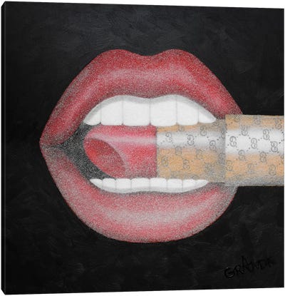 I Love Gucci Lipstick Lips Canvas Art Print - Make-Up Art