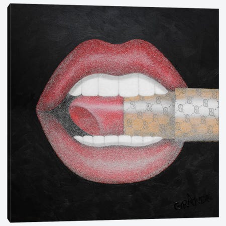 I Love Gucci Lipstick Lips Canvas Print #LGA65} by Alla GrAnde Art Print