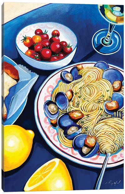 Linguine And Clams Canvas Art Print - Oyster Art