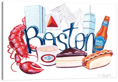 Classic Boston Foods Canvas Art Print - Lobster Art