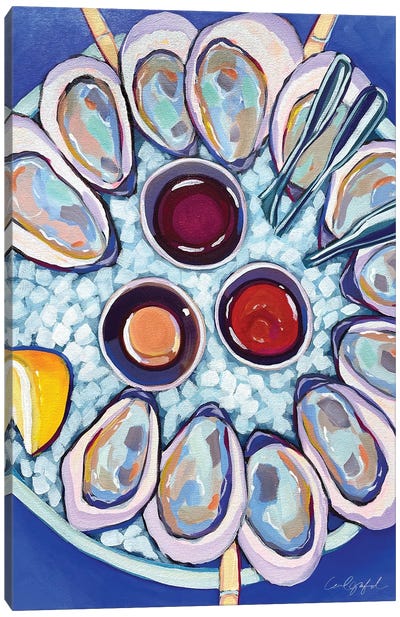 New England Oysters Canvas Art Print - Seafood Art