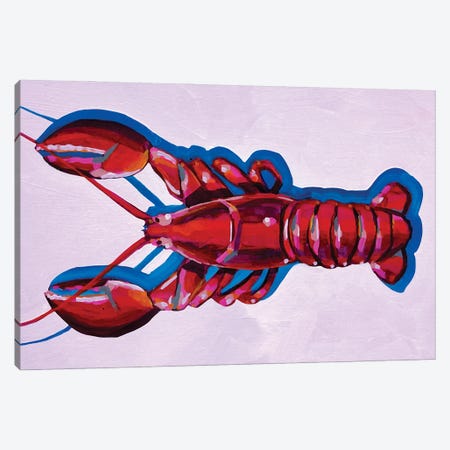 Lobster On Pink Canvas Print #LGF128} by Laurel Greenfield Art Print