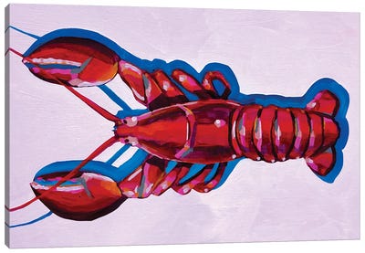 Lobster On Pink Canvas Art Print - Lobster Art