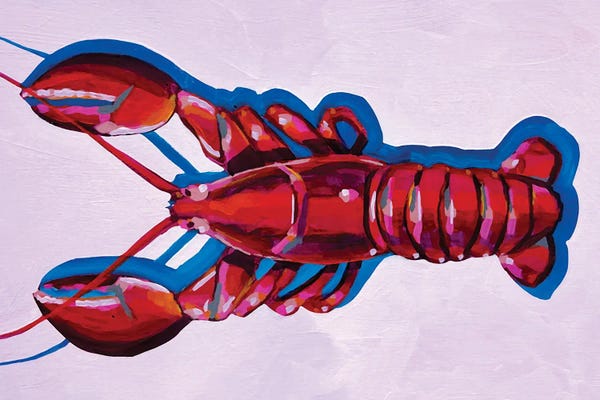 Lobsters: Lobster On Pink by Laurel Greenfield