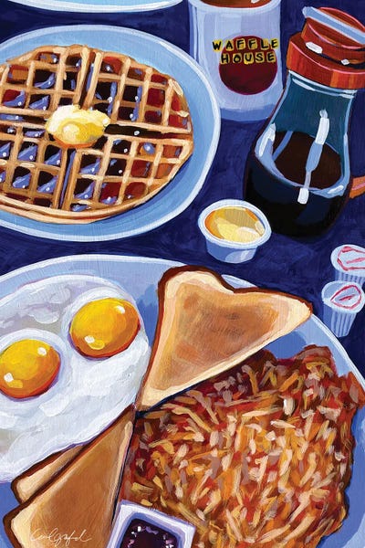 Laurel Greenfield: Waffle House Breakfast In Blue by Laurel Greenfield