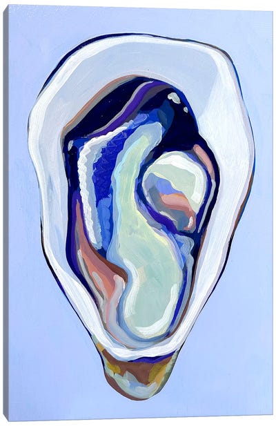 Oyster In Ultramarine And Seafoam Canvas Art Print - Perano Art