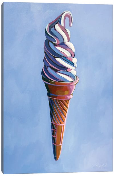 Vanilla Ice Cream On Periwinkle Canvas Art Print - Sweets & Dessert Art