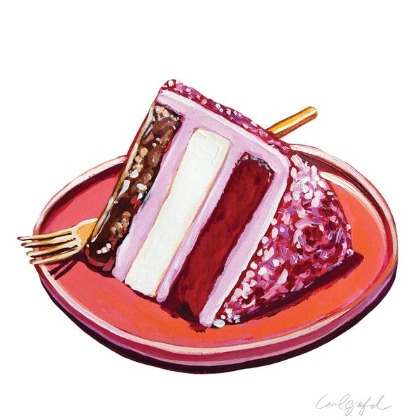 The Art Of Fine Dining: Triple Layer Cake Slice by Laurel Greenfield