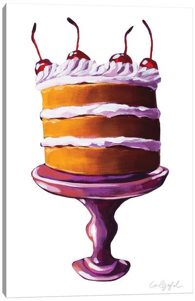 Cake With Cherries On Top Canvas Art Print - Cake & Cupcake Art