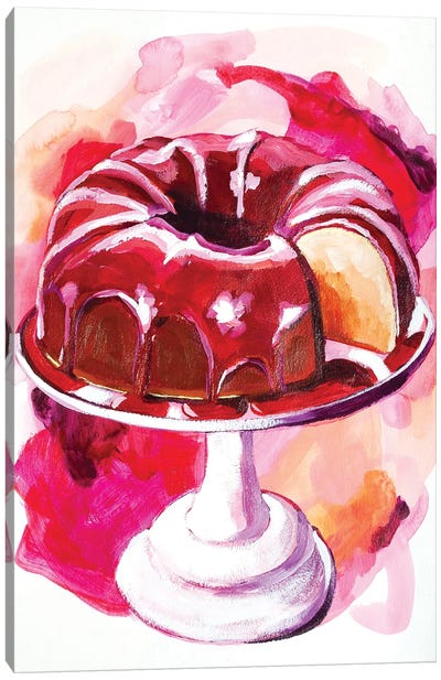 Pink Bundt Cake Canvas Art Print - Cake & Cupcake Art