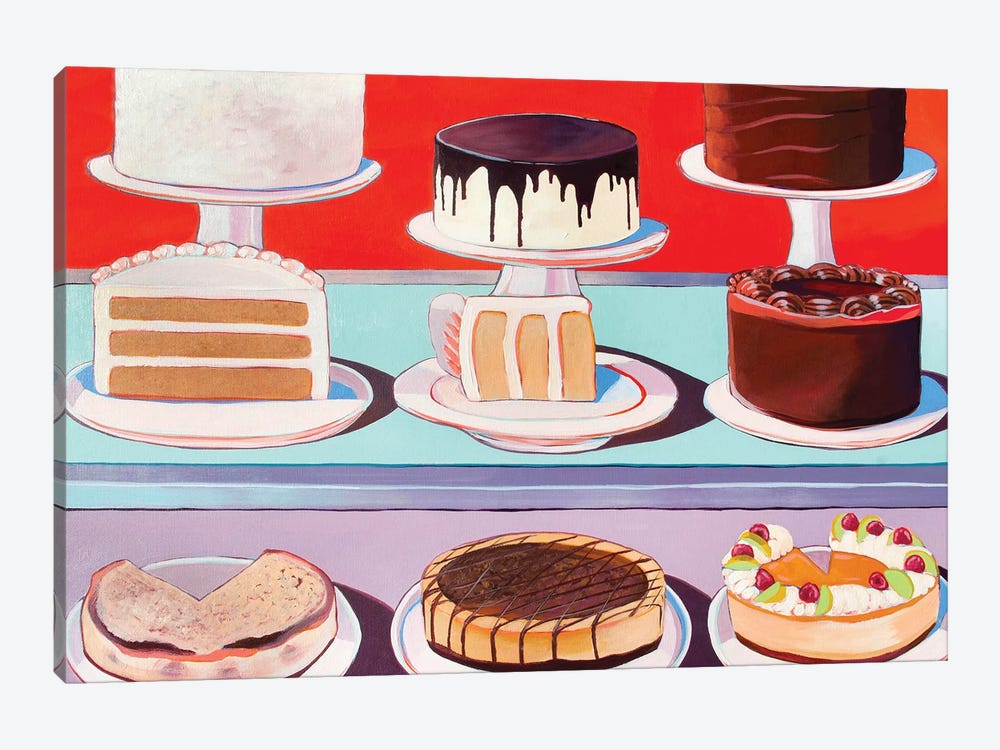 Cakes On Display In Red, Blue, And Purple by Laurel Greenfield 1-piece Canvas Wall Art