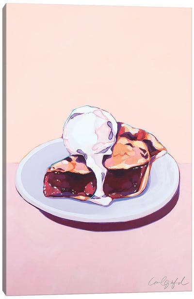 Cherry Pie A La Mode Canvas Art Print - Pie Art
