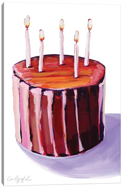 Chocolate Birthday Cake Canvas Art Print - Similar to Wayne Thiebaud