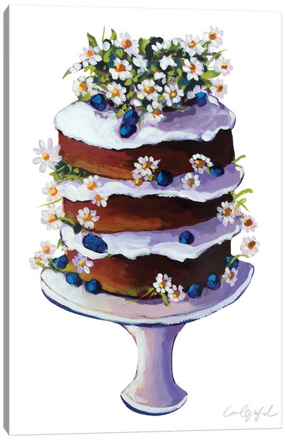 Daisy Flower Cake Canvas Art Print - Coffee Shop & Cafe