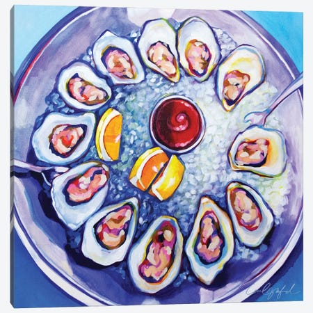 Dozen Oysters Canvas Print #LGF30} by Laurel Greenfield Canvas Wall Art