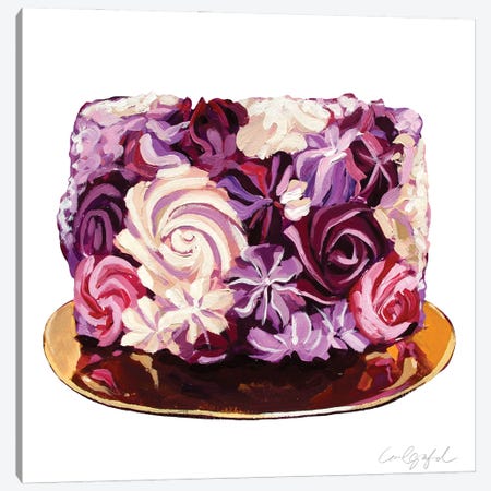 Purple Flowers Cake Canvas Print #LGF46} by Laurel Greenfield Canvas Artwork