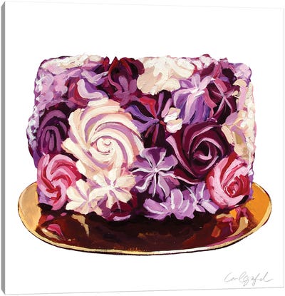 Purple Flowers Cake Canvas Art Print - Cake & Cupcake Art
