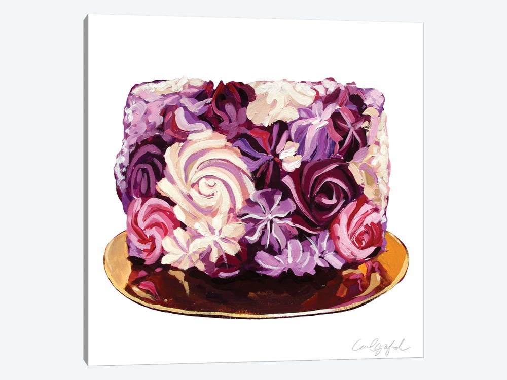 Purple Flowers Cake by Laurel Greenfield 1-piece Canvas Artwork