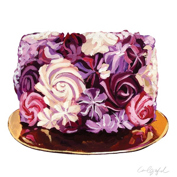 Laurel Greenfield: Purple Flowers Cake by Laurel Greenfield