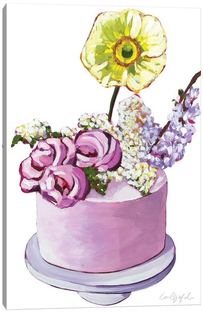 Cake With The Yellow Flower Canvas Art Print - Cake & Cupcake Art