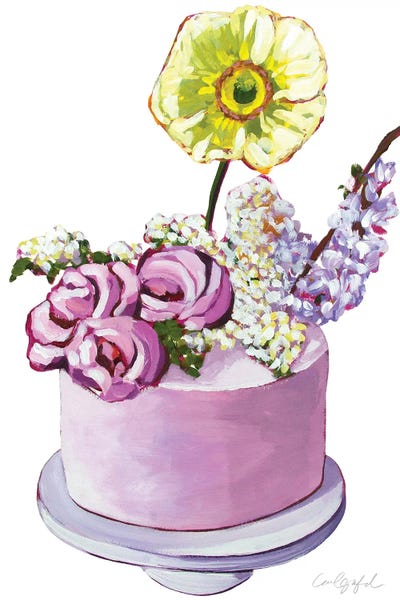 Laurel Greenfield: Cake With The Yellow Flower by Laurel Greenfield
