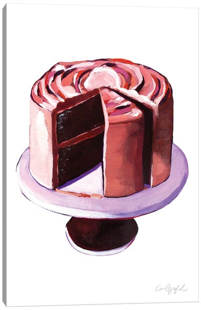 Chocolate Cake And Slice Canvas Art Print - Cake & Cupcake Art
