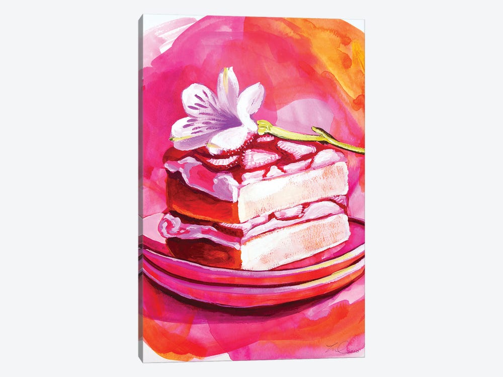 Strawberry Flower Cake by Laurel Greenfield 1-piece Canvas Art