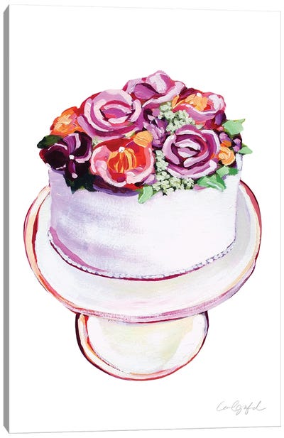Vanilla Flower Cake Canvas Art Print - Cake & Cupcake Art
