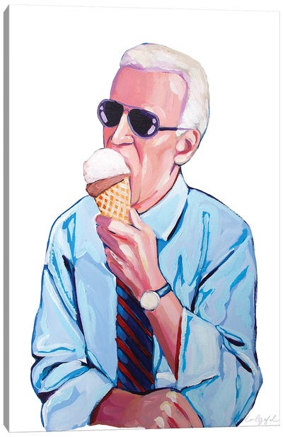 Joe Biden Loves Ice Cream Canvas Art Print - Laurel Greenfield