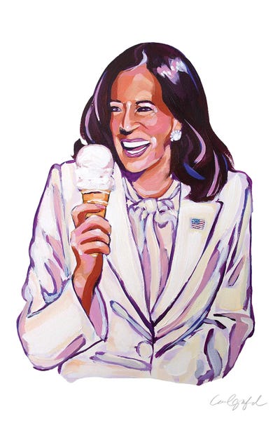 Kamala Harris Loves Ice Cream by Laurel Greenfield metal wall art
