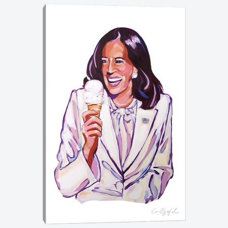 Kamala Harris Loves Ice Cream Canvas Print #LGF56} by Laurel Greenfield Art Print