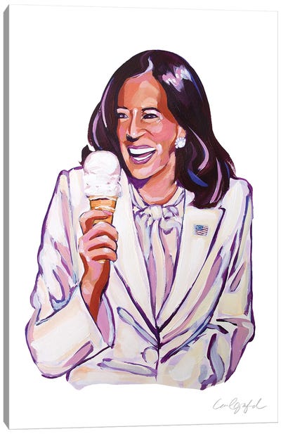 Kamala Harris Loves Ice Cream Canvas Art Print - Laurel Greenfield