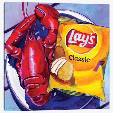 Lobster And Lays Canvas Print #LGF59} by Laurel Greenfield Canvas Art