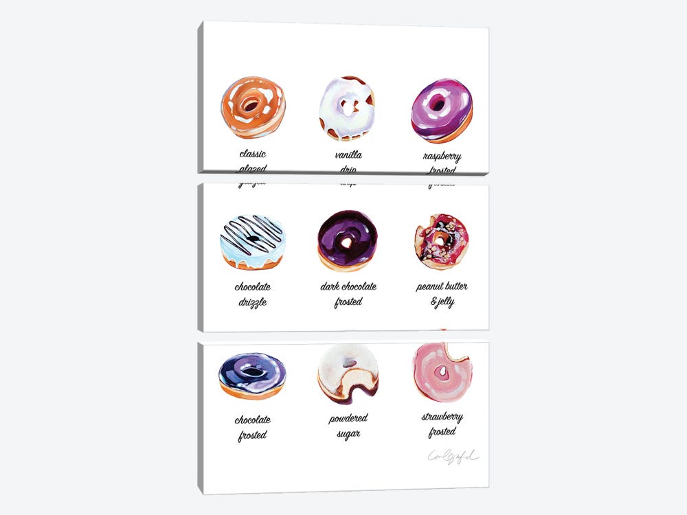 Donut Poster by Laurel Greenfield 3-piece Canvas Print