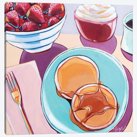 Pancakes And Strawberries Canvas Print #LGF69} by Laurel Greenfield Canvas Print