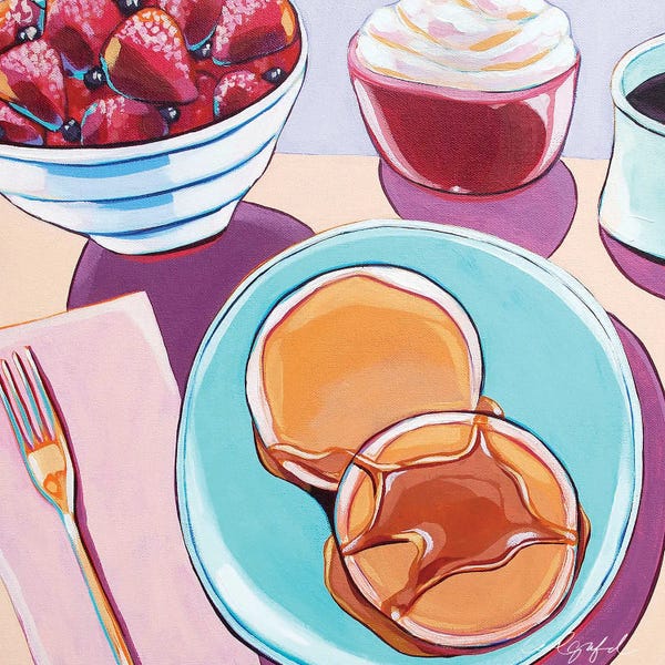 Laurel Greenfield: Pancakes And Strawberries by Laurel Greenfield