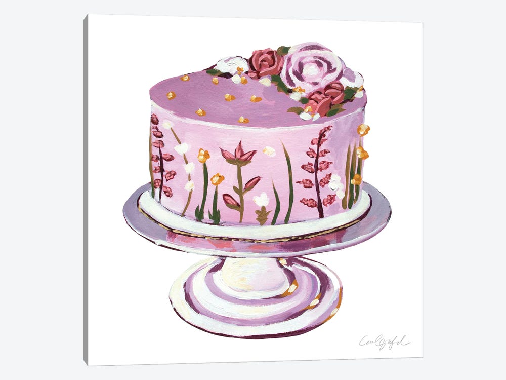 Pink Delicate Flower Cake by Laurel Greenfield 1-piece Canvas Print