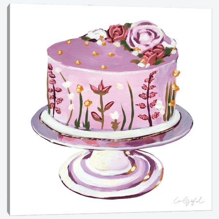 Pink Delicate Flower Cake Canvas Print #LGF70} by Laurel Greenfield Canvas Artwork