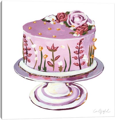Pink Delicate Flower Cake Canvas Art Print - Cake & Cupcake Art