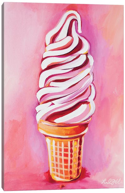 Pink Soft Serve Canvas Art Print - Ice Cream & Popsicle Art