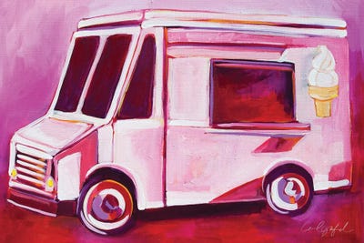 Pink Ice Cream Truck by Laurel Greenfield metal wall art