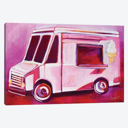 Pink Ice Cream Truck Canvas Print #LGF72} by Laurel Greenfield Canvas Wall Art