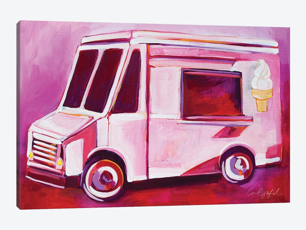 Pink Ice Cream Truck by Laurel Greenfield 1-piece Canvas Art Print