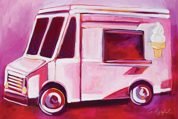 Laurel Greenfield: Pink Ice Cream Truck by Laurel Greenfield