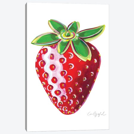 Single Strawberry Canvas Print #LGF78} by Laurel Greenfield Canvas Wall Art