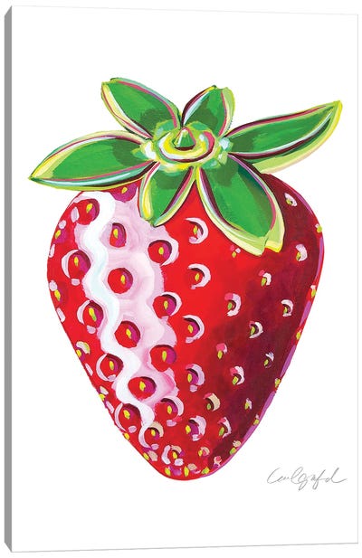 Single Strawberry Canvas Art Print - Berry Art